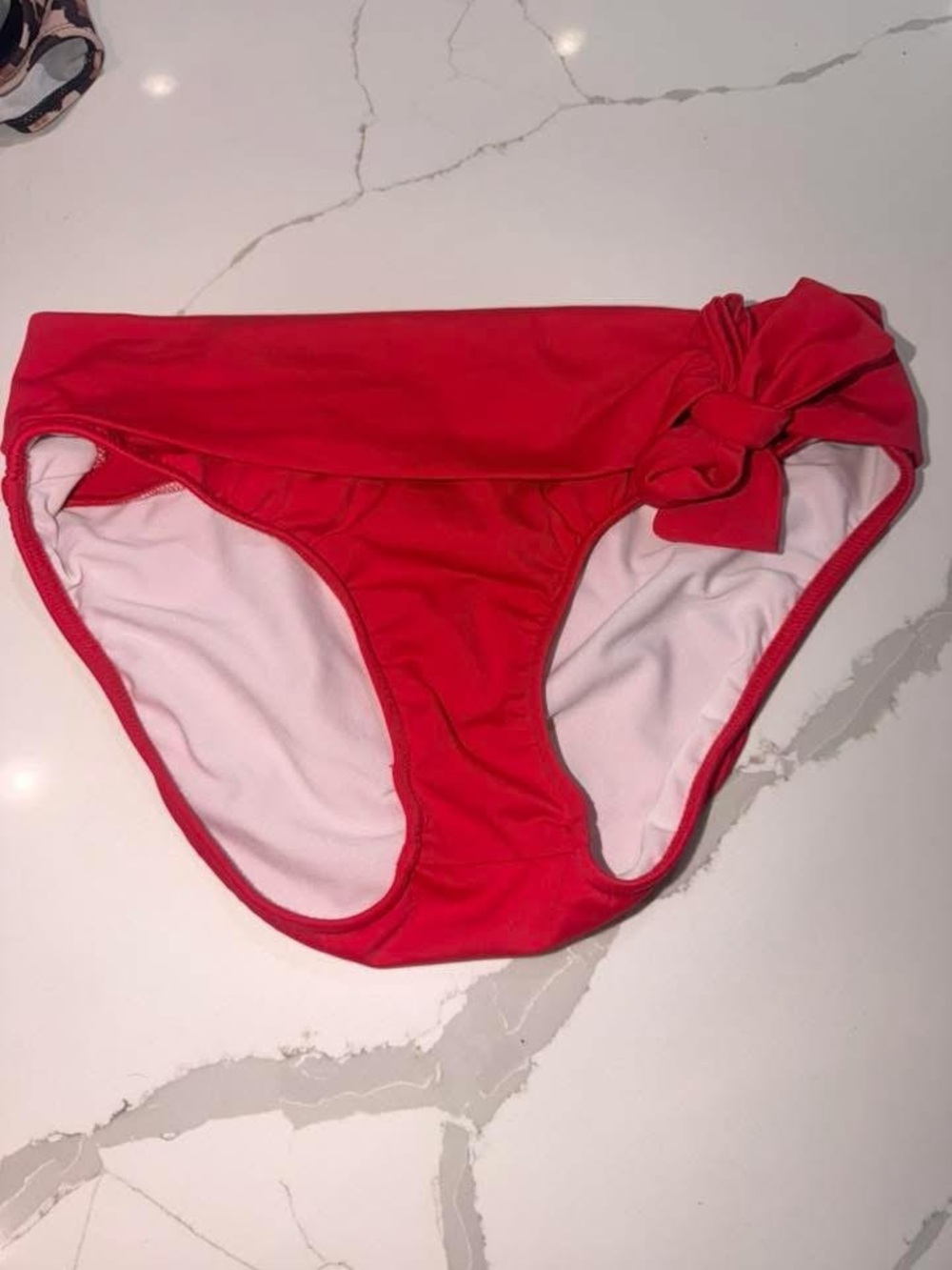 Red Bikini Bottom with Side Knot